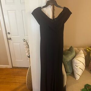 Aqua Black Off-Shoulder Maxi Dress